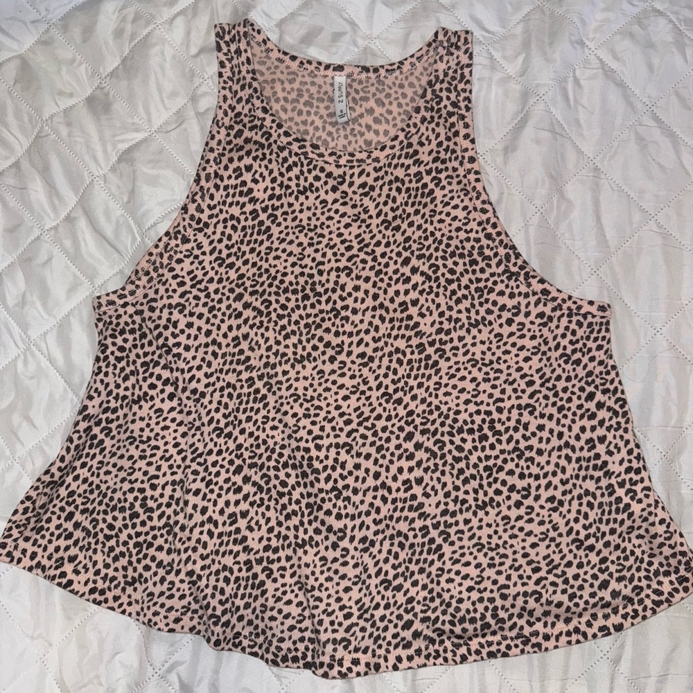 Francesca's Collections Blush and Black Animal Print Tank Top